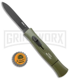 AKC 007 Concord NATO Military OD Green OTF Automatic Knife - Black Flat -Grindworx Shop AKC 007 Concord NATO Military OTF Auto Green Black Flat BHQ 138956 jr bottlecap large