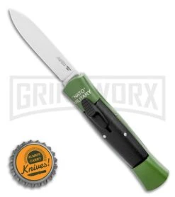 AKC Concord NATO Military Green/Black OTF Automatic Knife - Satin Flat -Grindworx Shop AKC 007 Concord NATO Military OTF Automatic Knife Green Black 2.75 Satin Flat BHQ 33952 LS Bottlecap large