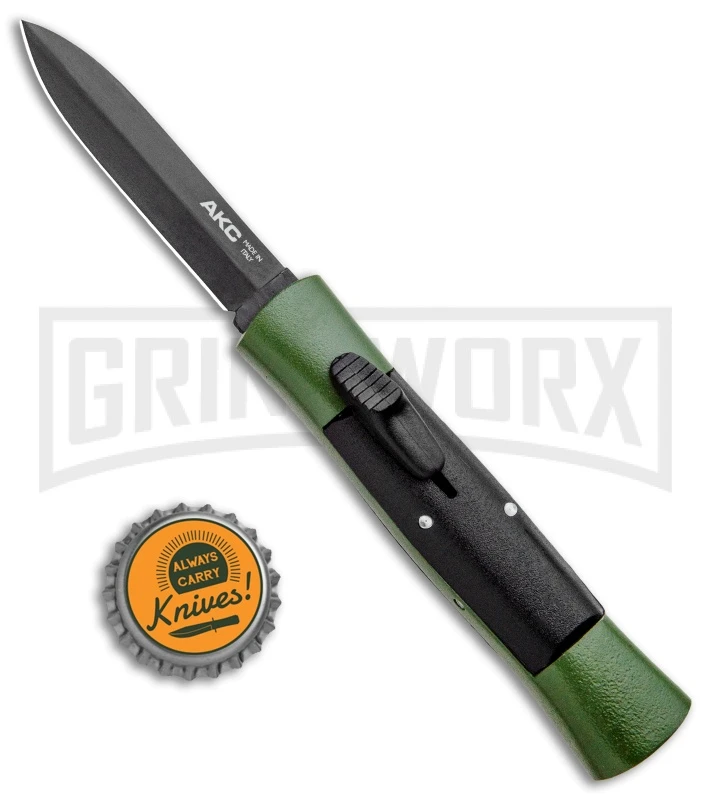 AKC 007 Concord Green/Black OTF Automatic Knife - Dagger Black AKC 007 Concord Green/Black OTF Automatic Knife - Dagger Black -Grindworx Shop AKC 007 Concord OTF Auto Dagger Green Black Black BHQ 96479 jr bottlecap large