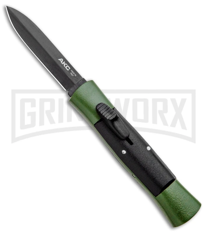 AKC 007 Concord Green/Black OTF Automatic Knife - Dagger Black AKC 007 Concord Green/Black OTF Automatic Knife - Dagger Black -Grindworx Shop AKC 007 Concord OTF Auto Dagger Green Black Black BHQ 96479 jr large