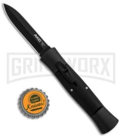 AKC 007 Concord Black OTF Automatic Knife - Dagger Black -Grindworx Shop AKC 007 Concord OTF Black Black Dagger GX 30504 jr bottlecap large