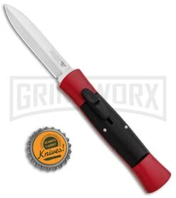AKC 007 Concord Red/Black OTF Automatic Knife - Dagger Satin -Grindworx Shop AKC 007 Concord OTF Red Satin Dagger GX 30498 jr bottlecap large
