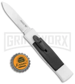 AKC Minion Concord White/Black OTF Automatic Knife - Spear Point Satin Plain 3 AKC Minion Concord White/Black OTF Automatic Knife - Spear Point Satin Plain -Grindworx Shop AKC 007 Mini Concord OTF Auto White Black Satin BHQ 135712 jr bottlecap large