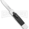 AKC Minion Concord White/Black OTF Automatic Knife - Spear Point Satin Plain -Grindworx Shop AKC 007 Mini Concord OTF Auto White Black Satin BHQ 135712 jr large