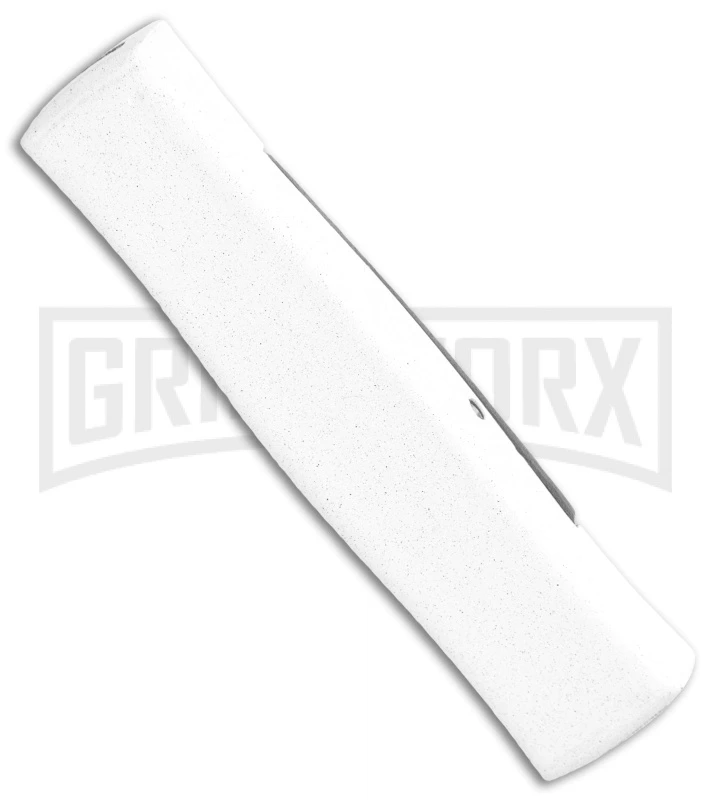 AKC Minion Concord White/Black OTF Automatic Knife - Spear Point Satin Plain AKC Minion Concord White/Black OTF Automatic Knife - Spear Point Satin Plain -Grindworx Shop AKC 007 Mini Concord OTF Auto White Black Satin BHQ 135712 jr side large