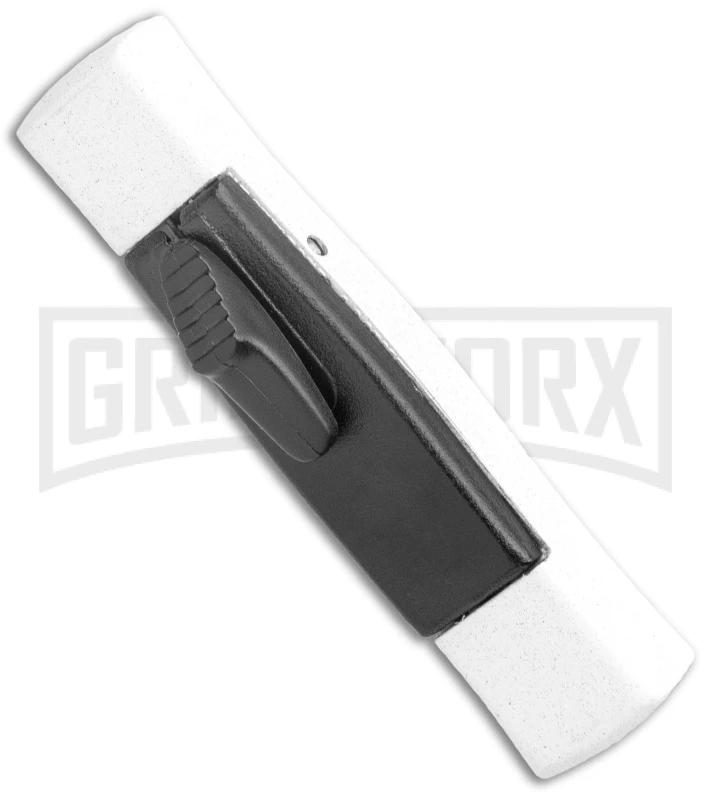 AKC Minion Concord White/Black OTF Automatic Knife - Spear Point Satin Plain AKC Minion Concord White/Black OTF Automatic Knife - Spear Point Satin Plain -Grindworx Shop AKC 007 Mini Concord OTF Auto White Black Satin BHQ 135712 jr spine large