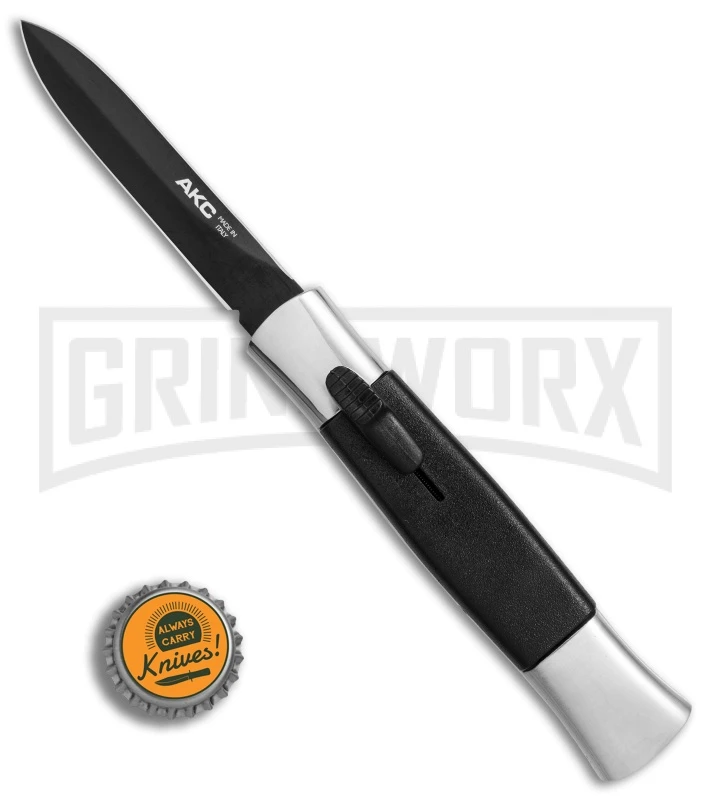 AKC 077 Concord Polish/Black OTF Automatic Knife - Dagger Black AKC 077 Concord Polish/Black OTF Automatic Knife - Dagger Black -Grindworx Shop AKC 077 Concord Polish Blackdagger black BP25717 er bottlecap large