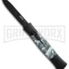 AKC 077 Concord Arctic Camo OTF Automatic Knife - Flat Grind Black Plain