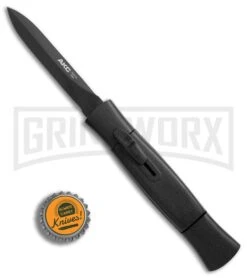 AKC 077 Concord Black OTF Automatic Knife - Dagger Black Plain -Grindworx Shop AKC 077 concord black black dagger BHQ 75607 er bottlecap large