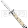 AKC 10" Italian Stiletto Swinguard Sim Ivory Automatic Knife - Bayonet -Grindworx Shop AKC 10in Italian Swinguard Sim Ivory Auto Bayo BHQ 138560 jr large