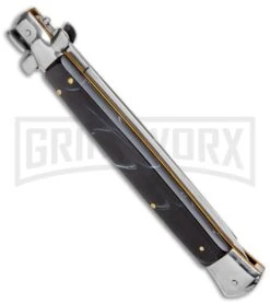 AKC 13" Dark Horn Acrylic Automatic Italian Dagger Stiletto (Satin Plain) -Grindworx Shop AKC 13in Dark Horn Handle Auto Stiletto Dagger GX 6334 jr side large