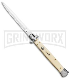 AKC 13" Sim Ivory Acrylic Automatic Italian Dagger Stiletto (Satin Plain)