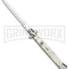AKC 13" White Pearlex Automatic Dagger Stiletto Knife (Satin Plain)