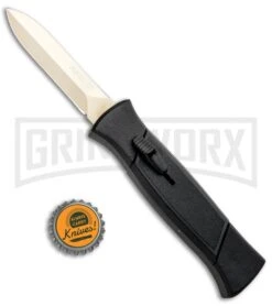 AKC 777 Blackfinger Black OTF Automatic Knife - Dagger Gold Plain 3 AKC 777 Blackfinger Black OTF Automatic Knife - Dagger Gold Plain -Grindworx Shop AKC 777 Blackfinger OTF Auto Black Gold Dagger BHQ 92040 jr bottlecap large