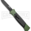 AKC 777 Blackfinger Green/Black OTF Automatic Knife - Black Plain -Grindworx Shop AKC 777 Blackfinger OTF Auto Green Black Black Flat BHQ 138920 jr large