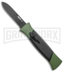 AKC 777 Blackfinger Green/Black OTF Automatic Knife - Black Plain