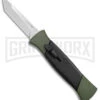 AKC 777 Blackfinger Green/Black OTF Automatic Knife - Satin Tanto -Grindworx Shop AKC 777 Blackfinger OTF Auto Green Black SW Tanto BHQ 152941 jr large