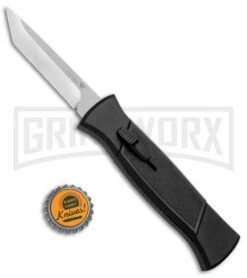 AKC 777 Blackfinger Black OTF Automatic Knife - Stonewash Tanto -Grindworx Shop AKC 777 Blackfinger Tanto OTF Auto Black SW BHQ 87413 jr bottlecap 2 large