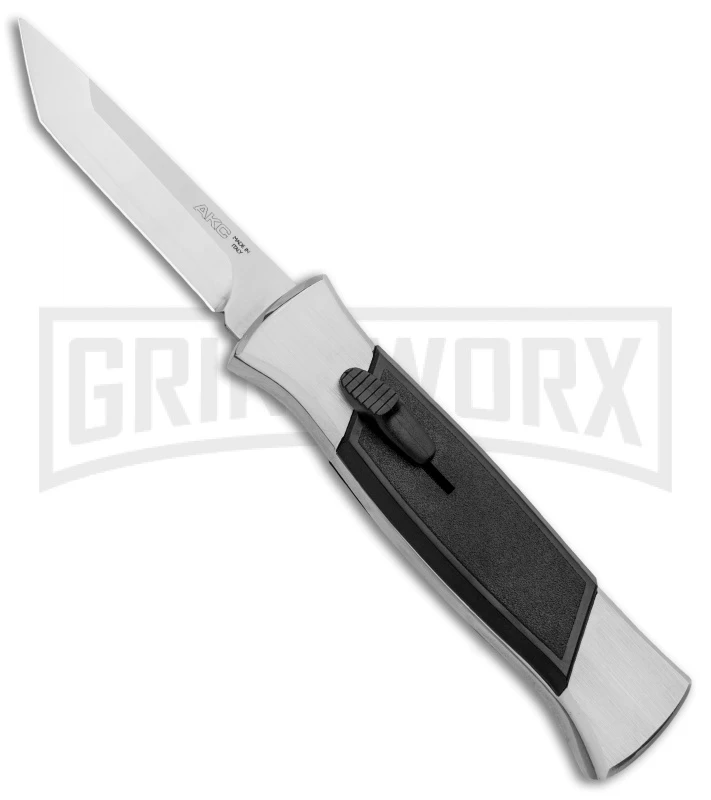 AKC 777 Blackfinger Brushed Aluminum OTF Automatic Knife - SW Tanto AKC 777 Blackfinger Brushed Aluminum OTF Automatic Knife - SW Tanto -Grindworx Shop AKC 777 Blackfinger Tanto OTF Auto Brushed Aluminum SW BHQ 87412 jr 2 large