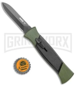 AKC 777 Green Blackfinger Brushed Aluminum OTF Automatic Knife - Black Dagger -Grindworx Shop AKC 777 Green Blackfinger Dagger OTF Auto Brushed Aluminum Black BHQ 87411 jr bottlecap large