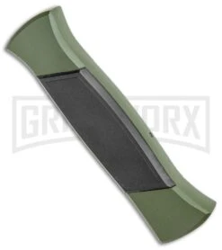 AKC 777 Green Blackfinger Brushed Aluminum OTF Automatic Knife - Black Dagger -Grindworx Shop AKC 777 Green Blackfinger Dagger OTF Auto Brushed Aluminum Black BHQ 87411 jr side large
