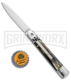 AKC 8" Italian Stiletto Leverlock Automatic Knife - Flat Grind 3 AKC 8" Italian Stiletto Leverlock Automatic Knife - Flat Grind -Grindworx Shop AKC 8in Italian Stiletto LL Auto Flat Grind GX 15871 jr bottlecap large