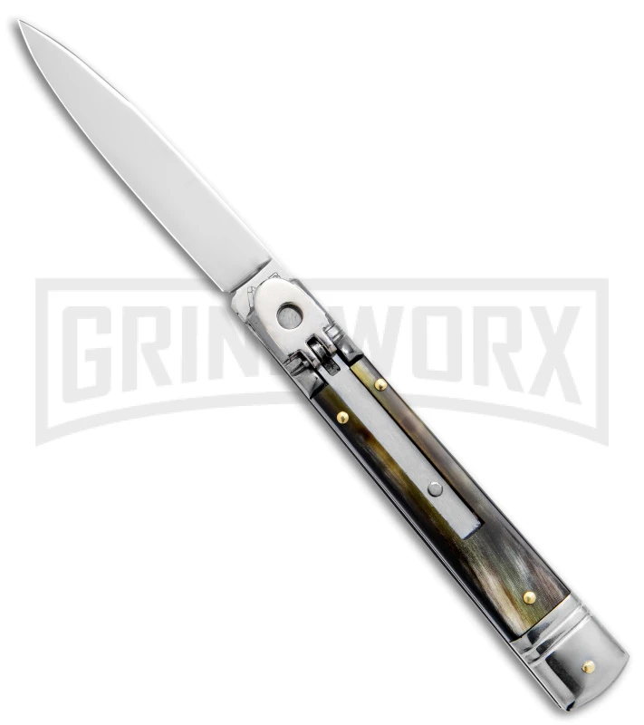 AKC 8" Italian Stiletto Leverlock Automatic Knife - Flat Grind AKC 8" Italian Stiletto Leverlock Automatic Knife - Flat Grind -Grindworx Shop AKC 8in Italian Stiletto LL Auto Flat Grind GX 15871 jr large