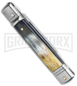 AKC 8" Italian Stiletto Leverlock Automatic Knife - Flat Grind 2 AKC 8" Italian Stiletto Leverlock Automatic Knife - Flat Grind -Grindworx Shop AKC 8in Italian Stiletto LL Auto Flat Grind GX 15871 jr side large