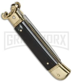 AKC 8" Shot Shell Puller Lever Lock Brazilian W/ Brass Auto Knife - Flat Plain -Grindworx Shop AKC 8in Shot Puller LL Brazilian Horn Brass BP 19886 jr side large
