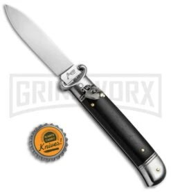 AKC 8" Shot Shell Puller Lever Lock Ebony Wood Automatic Knife - Flat Plain -Grindworx Shop AKC 8in Shot Puller LL Ebony Wood BP 19888 jr bottlecap large