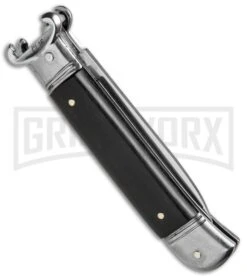 AKC 8" Shot Shell Puller Lever Lock Ebony Wood Automatic Knife - Flat Plain -Grindworx Shop AKC 8in Shot Puller LL Ebony Wood BP 19888 jr side large