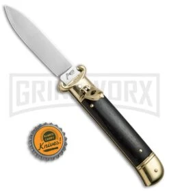 AKC 8" Shot Shell Puller Lever Lock Ebony W/ Brass Automatic Knife - Flat Plain -Grindworx Shop AKC 8in Shot Puller LL Ebony Wood Brass BP 19885 jr bottlecap large