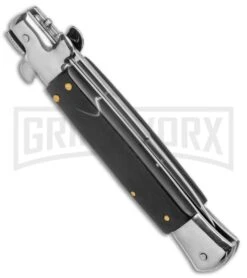 AKC 9" Stiletto Dark Horn Automatic Knife - Bayonet -Grindworx Shop AKC 9in Stiletto Sim Dark Horn Auto Bayo GX 37956 jr side large