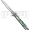 AKC 9" Leverletto Abalone Automatic Knife - Flat Grind 5 AKC 9" Leverletto Abalone Automatic Knife - Flat Grind -Grindworx Shop AKC 9in leverletto abalone flat BP 18826 jr large