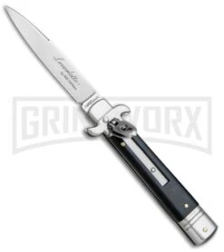 AKC Bill DeShivs 7.5" Leverletto Ebony Wood Automatic Knife - Satin Plain