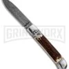 AKC 8" Italian Stiletto Lever Lock Stag Automatic Knife - Damascus Plain 6 AKC 8" Italian Stiletto Lever Lock Stag Automatic Knife - Damascus Plain -Grindworx Shop AKC Classic 8in LL Stag Horn Damascus Flat BP 30458 jr large