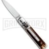 AKC 6" Mini Classic Lever Lock Stag Automatic Knife - Satin Plain -Grindworx Shop AKC Classic LL Stag BHQ 50855 jr large