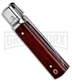 AKC 6" Mini Classic Lever Lock Cocobolo Automatic Knife - Satin Plain -Grindworx Shop AKC Classic Leverlock Cocobolo BHQ 50891 ns side large