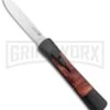 AKC Concord Briar Wood OTF Automatic Knife - Plain Satin Flat -Grindworx Shop AKC Concord OTF Auto Briar Wood Satin GX 37553 jr large