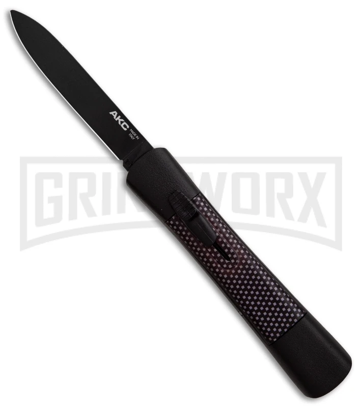 AKC Concord Sim Carbon Fiber OTF Automatic Knife - Flat Black AKC Concord Sim Carbon Fiber OTF Automatic Knife - Flat Black -Grindworx Shop AKC Concord Sim Carbon Fiber black flat BHQ 90291 er large