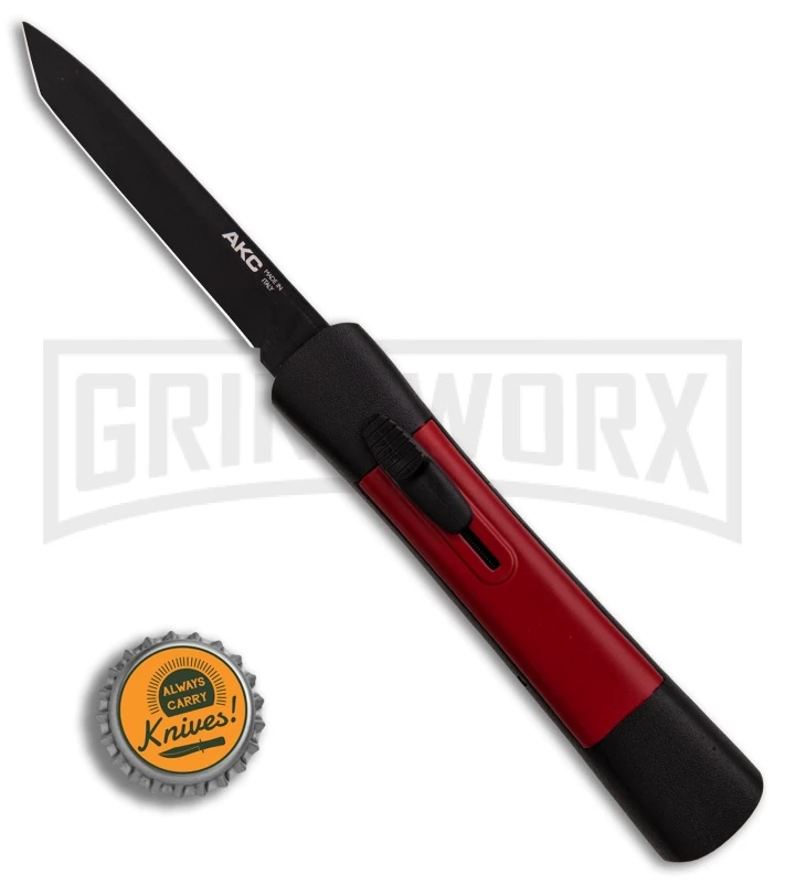 AKC Concord Black/Red OTF Automatic Knife - Tanto Black Plain AKC Concord Black/Red OTF Automatic Knife - Tanto Black Plain -Grindworx Shop AKC Concord Tanto Black Red Black BHQ 90288 er bottlecap large