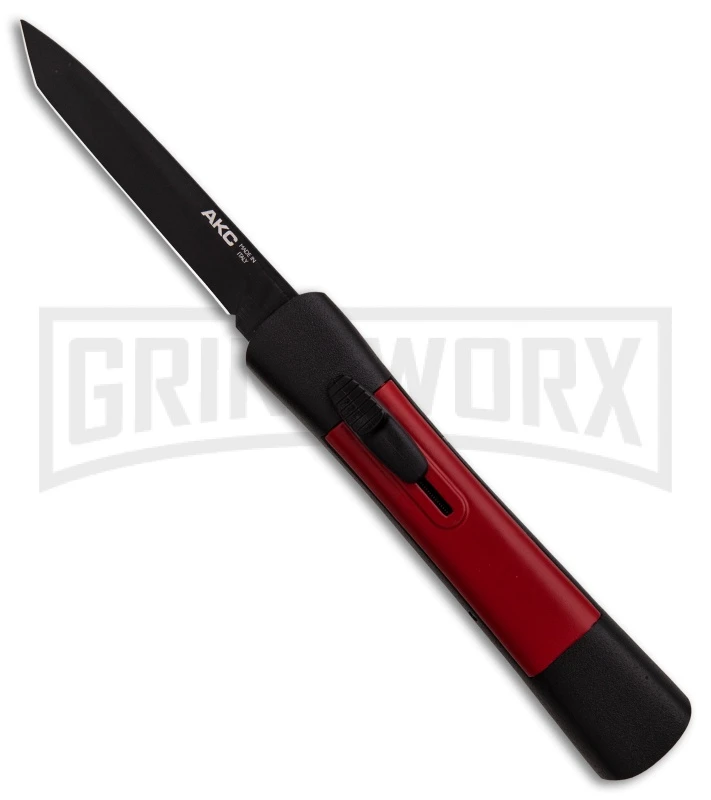 AKC Concord Black/Red OTF Automatic Knife - Tanto Black Plain AKC Concord Black/Red OTF Automatic Knife - Tanto Black Plain -Grindworx Shop AKC Concord Tanto Black Red Black BHQ 90288 er large