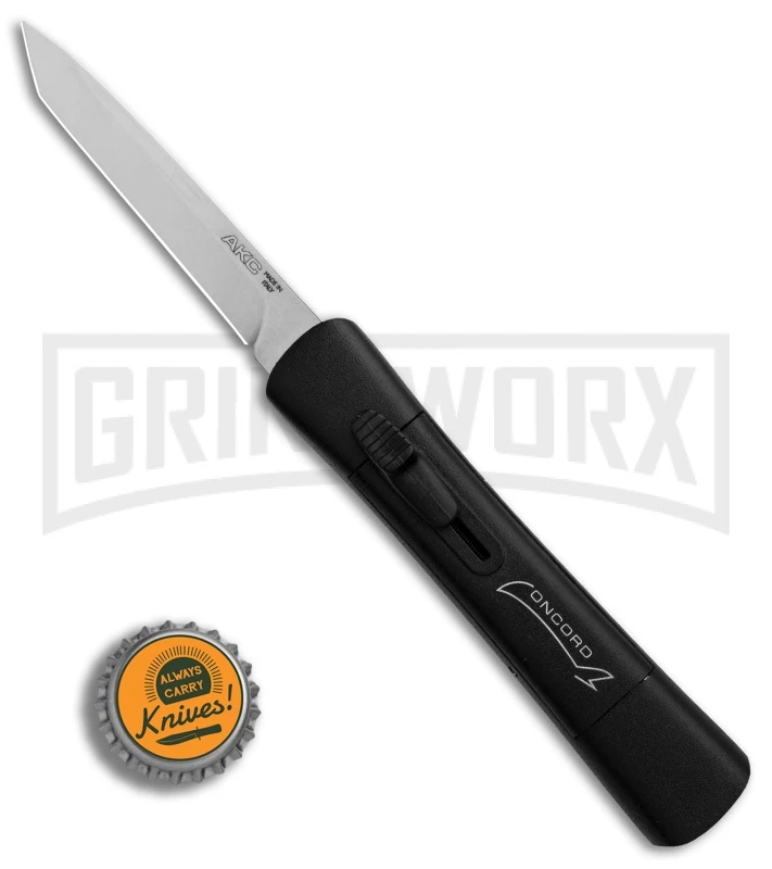 AKC Concord Black OTF Automatic Knife - Tanto Satin Plain AKC Concord Black OTF Automatic Knife - Tanto Satin Plain -Grindworx Shop AKC Concord Tanto Black Satin BHQ 90284 er bottlecap large