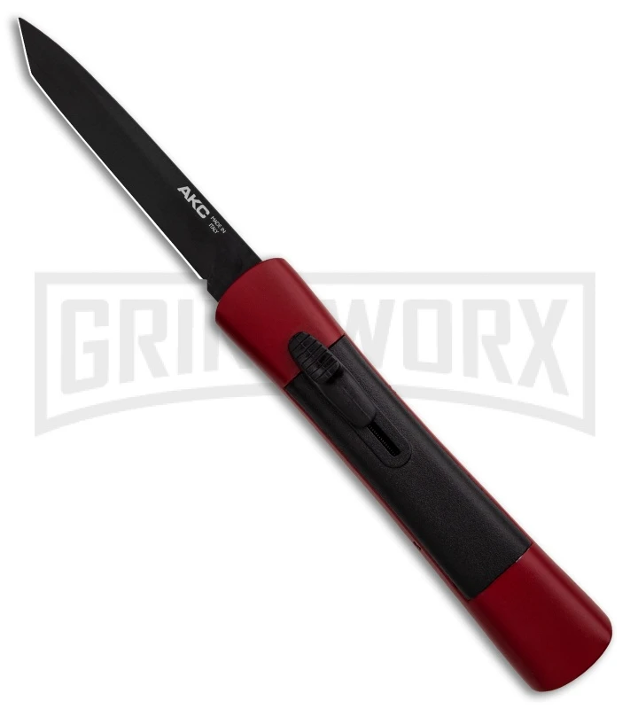 AKC Concord Red/Black OTF Automatic Knife - Tanto Black Plain AKC Concord Red/Black OTF Automatic Knife - Tanto Black Plain -Grindworx Shop AKC Concord Tanto Red Black Black BHQ 90289 er large