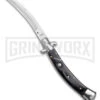 AKC Curved Stiletto Black Marble Automatic Knife W/Bottom Bolster - Satin Plain