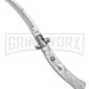 AKC Curved Stiletto White Pearlex Automatic Knife - Bayo Satin -Grindworx Shop AKC Curved Stiletto White Pealex AK 4in Satin GX 41021 td large