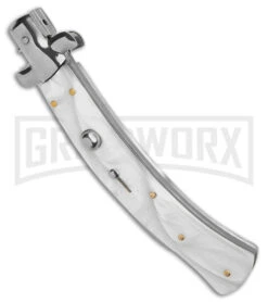 Grindworx Shop 28 Grindworx Shop -Grindworx Shop AKC Curved Stiletto White Pealex AK 4in Satin GX 41021 td spine large