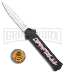 AKC F-16 Ace Playing Cards Inlay D/A OTF Automatic Knife - Bayo Satin Plain -Grindworx Shop AKC F 16 Bayo DA OTF Auto Ace Playing Cards Inlay Satin BHQ 106222 jr bottlecap large