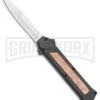 AKC F-16 Black/Wood D/A OTF Automatic Knife - Bayo Satin Plain -Grindworx Shop AKC F 16 Black Wood DA OTF Auto Bayo Satin Plain BP 24620 jr large