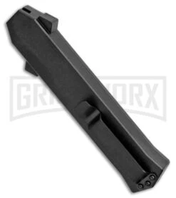 AKC F-16 D/A Bayonet OTF Automatic Knife Black Carbon Fiber (3.3" Bayo) -Grindworx Shop AKC F 16 DA Bayo OTF Auto Black CF Bayo BHQ 102234 jr side large
